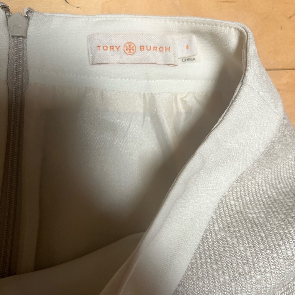 Tory Burch linen pencil midi skirt with rhinestone embroidery 4 - Picture 3 of 7